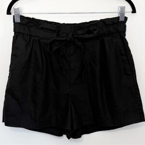 EXPRESS Linen Blend Shortie High Rise Black Shorts Tie Waist Medium